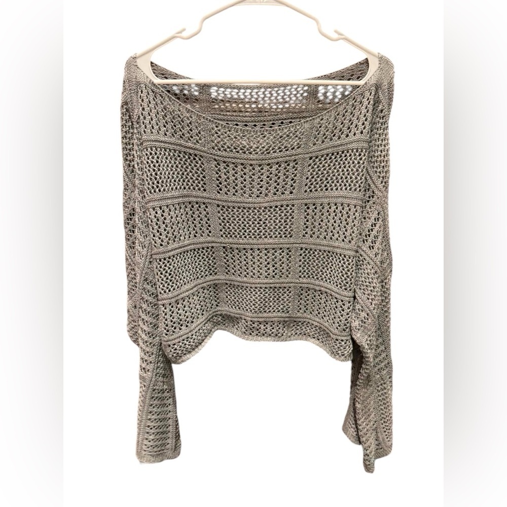 Women's Open-Knit Sweater - Gray 2XL